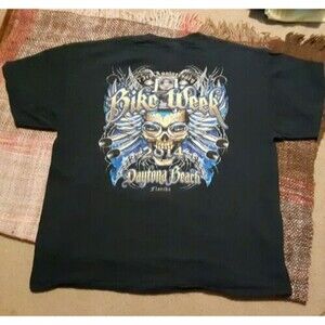Bike Week Daytona Beach Florida 73rd Anniversary 2014 Sz 2XL Blue Skull Graphics